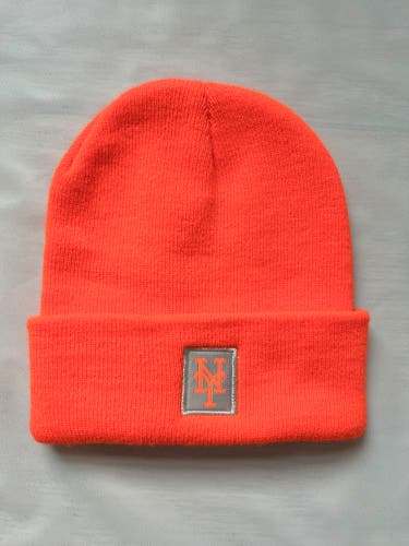 New York Mets Orange knit Cardigan Beanie acrylic baseball Unisex nWOT