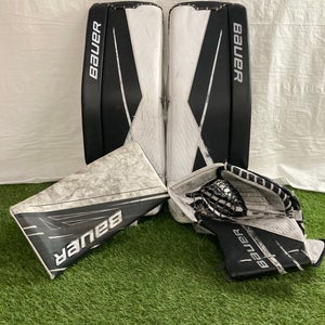 White 30" Intermediate Bauer Supreme 3S Goalie Leg Pads (Used)