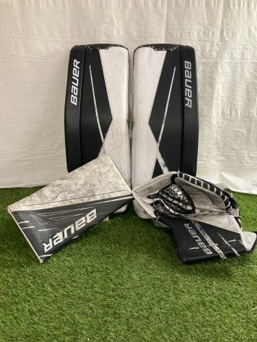 White 30" Intermediate Bauer Supreme 3S Goalie Leg Pads (Used)