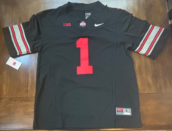 Ohio State Buckeyes #1 “Buckeyes” BLACKOUT Stitched Adult Large NWT