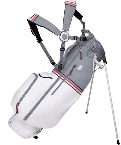 Sun Mountain Mid Stripe X-Fit Dual Strap Carry Stand Golf Bag White/Cadet/Brick