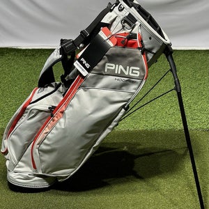PING 2025 Hoofer 14 Golf Stand Carry Bag Color: Light Grey/Red New!
