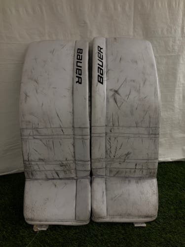 White 34" Senior Bauer GX Goalie Leg Pads (Used)