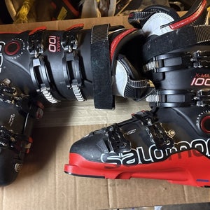 SALOMON XMAX 100 Ski Boots Black Red Size Mondopoint Size 28.5