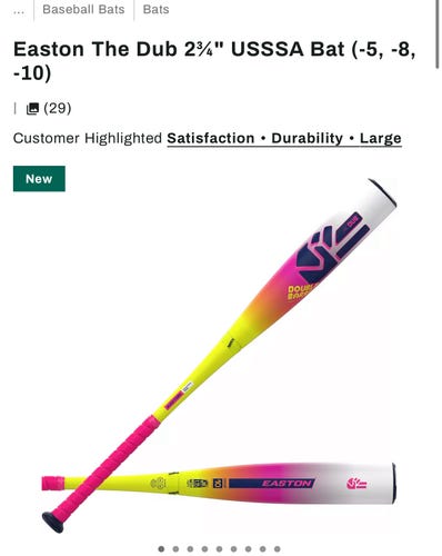 2025 Easton Dub Composite USSSA Certified Bat (-10) 20 oz 30" (Used)