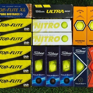 LOT OF 4 DOZEN 48 GOLF BALLS, CALLAWAY, TITLEIST ++ YELLOW / RED NEW IN SLEVES!