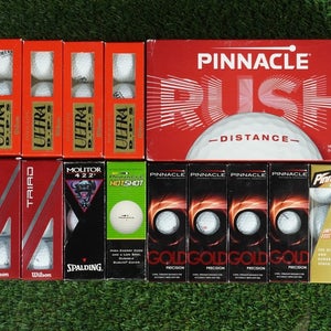 LOT OF 5 DOZEN 60 GOLF BALLS, WILSON, SPALDING, & PINNACLE WHITE NEW IN SLEVES!