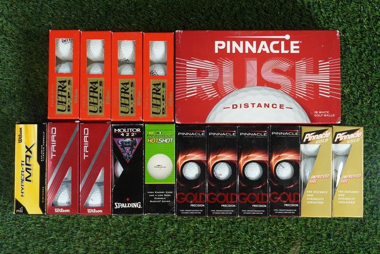 LOT OF 5 DOZEN 60 GOLF BALLS, WILSON, SPALDING, & PINNACLE WHITE NEW IN SLEVES!