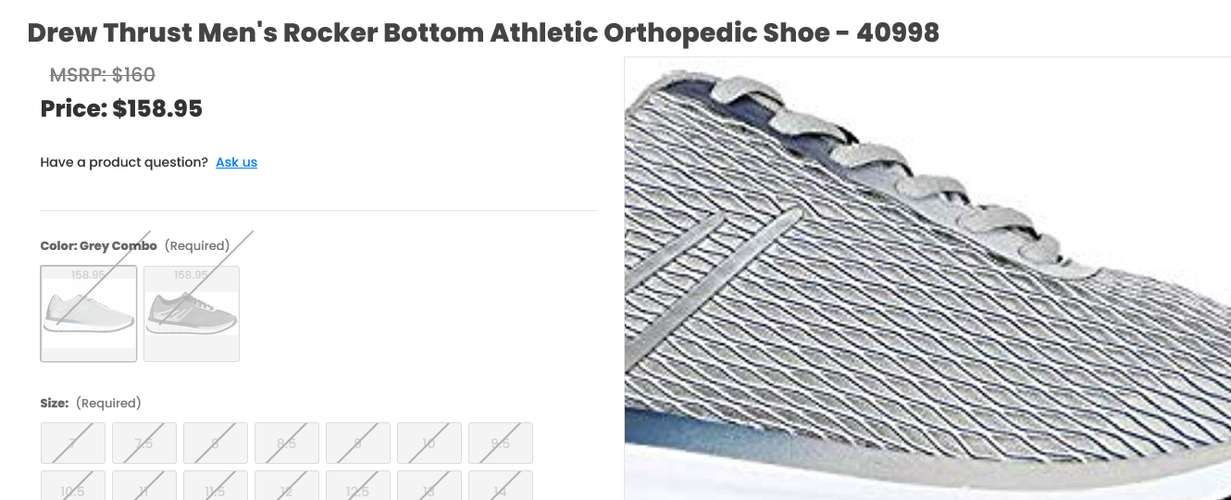 NEW Drew Thrust Men's Rocker Bottom Athletic Orthopedic Shoe size US 10.5