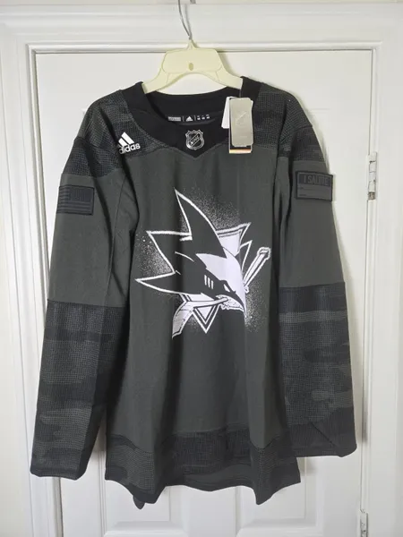 San Jose Sharks Military Appreciation Camo Adidas Jersey 46 *USA Shipping Only - Read Description*