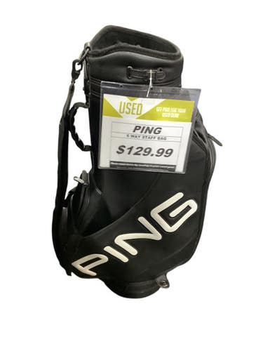 Used Ping 6 WAY STAFF BAG Mens Cart Bag Black 11347-S000256655