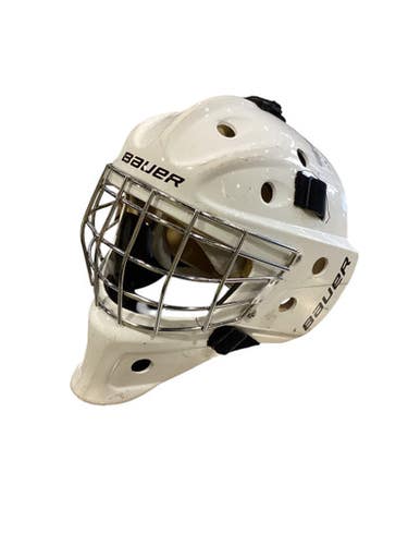 Used Bauer HOCKEY GOALIE HELMET Helmet Cage Combo White MD 11884-S000053305
