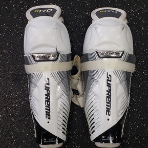 Used Bauer SUPREME Youth Shin Guards White 9" 11849-S000032318