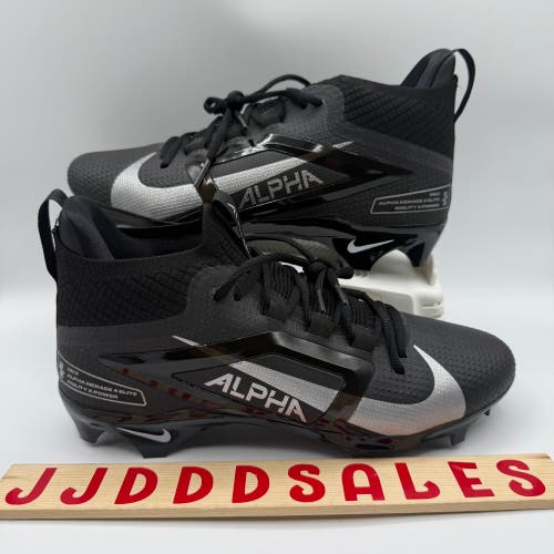 Nike Alpha Menace 4 Elite Football Cleats Black Silver FD7036-002 Men's Sz 9 NEW