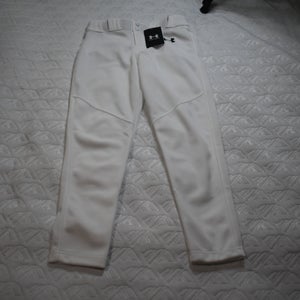 NEW - Under Armour 1374381 Utility Taper Loose Fit Baseball Pants, White, Youth Small