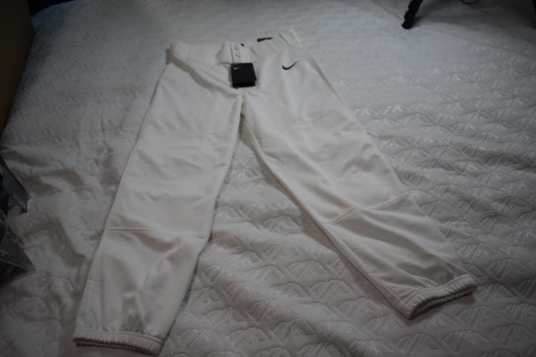 NEW - Nike AA9805 Vapor Pro Core Slim Fit Baseball Pants, White, Youth Large