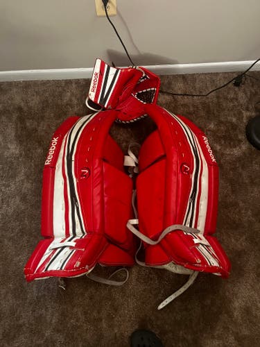 Reebok Flexcore 34+1 Goalie Pads + Reebok GM18K Catcher (Senior) – Red/White/Black