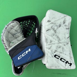 White Junior CCM Axis 2.5 Goalie Glove & Blocker Full Right