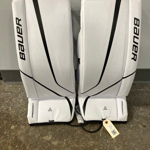 White Large 24+ Youth Bauer Prodigy Goalie Leg Pads (Used)