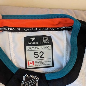 Macklin Celebrini Sharks away jersey size 52 replica
