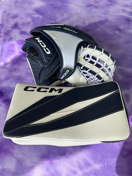 Blue Junior CCM Axis F5 Goalie Gloves & Blockers Regular (Used)