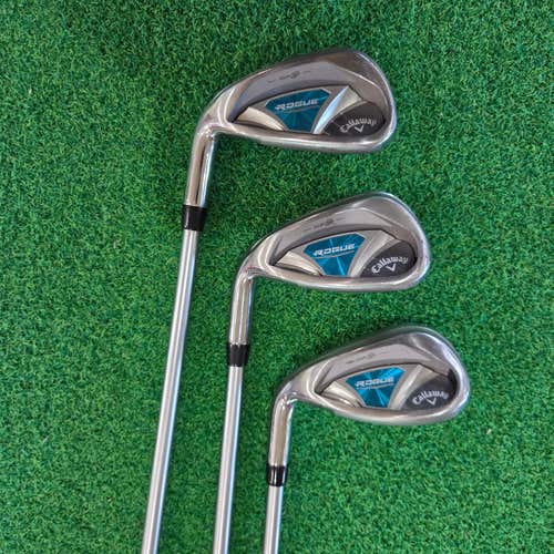 Callaway Rogue Iron Set (7, 9, SW) LEFT Handed SET LADIES Graphite *Used*