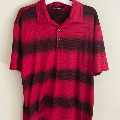 TIGER WOODS Nike Dri-Fit Golf Polo Shirt Short Sleeve Men's Size Medium Red