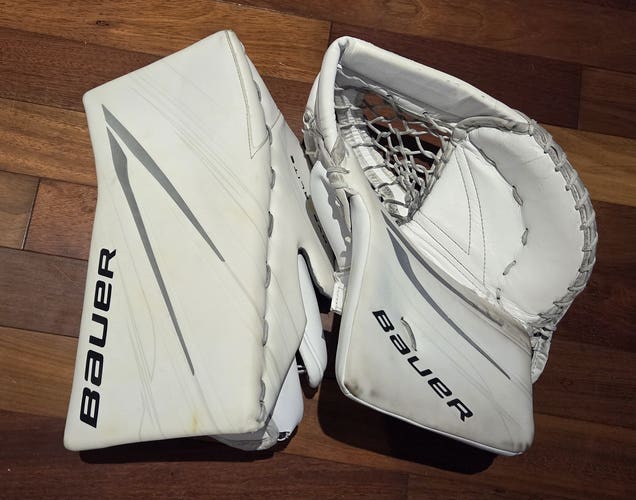 Bauer Hyperlite 2 (Hyp2rlite) Senior white gloves set (Blocker + Catching glove)