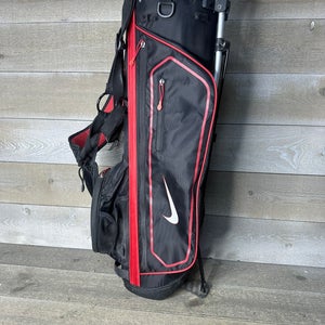 Nike Golf Jr Youth Stand Carry Golf Bag 4-Way Divider Red and Black 36" & Strap