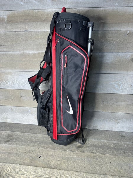 Nike Golf Jr Youth Stand Carry Golf Bag 4-Way Divider Red and Black 36" & Strap