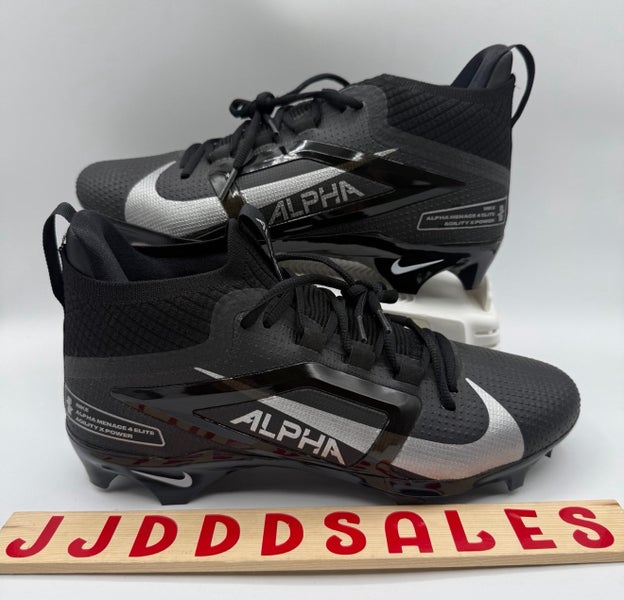 Nike Alpha Menace 4 Elite Football Cleats Black Silver FD7036-002 Men's Sz 8 NEW