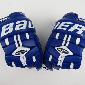 Vintage Bauer Supreme 3000 Blue Leather Pro Cuff Hockey Gloves Size Senior 14"