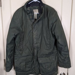 LL Bean Gore-Tex Green Canvas Full Zip Workwear Insulated Jacket Coat Men's M