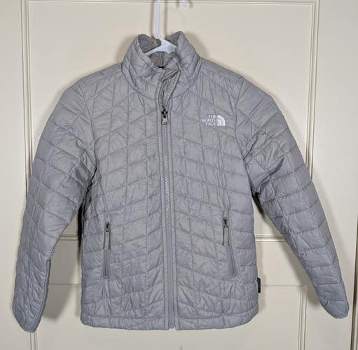 The North Face Girls Quilted Thermoball Full-Zip Puffer Jacket Light Gray Size S