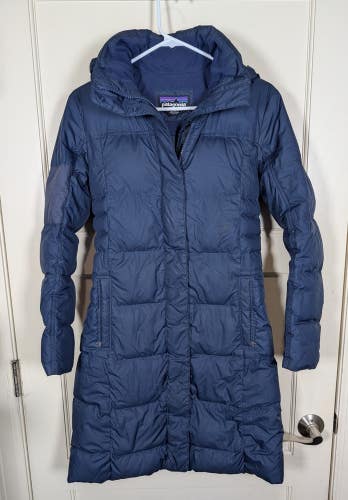 Patagonia Goose Down Puffer Jacket Womens Size: XS Full Zip Parka Navy Coat