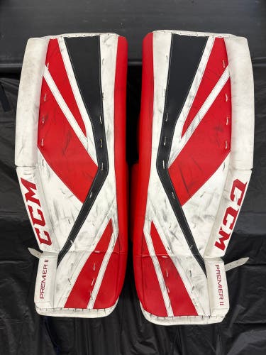 Red 34" Senior CCM Premier II Pro Goalie Leg Pads (Used)