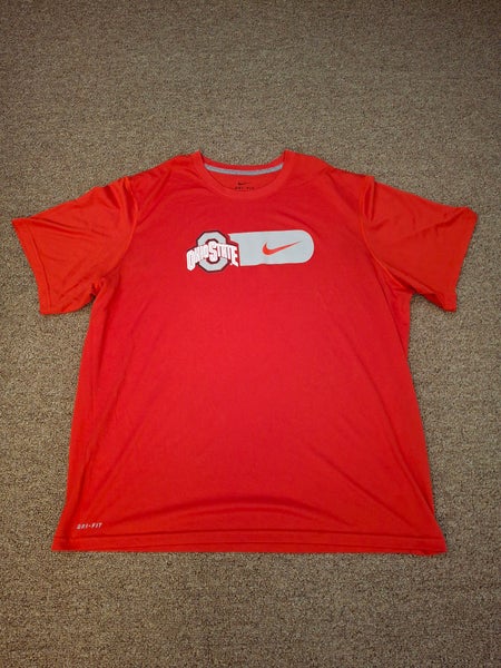 Nike Dri Fit Ohio State Buckeyes Center Swoosh Graphic Print T-shirt Sz XL