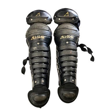 Used All Star SHIN GUARDS Catchers Leg Guards Black Junior 11760-S000082794