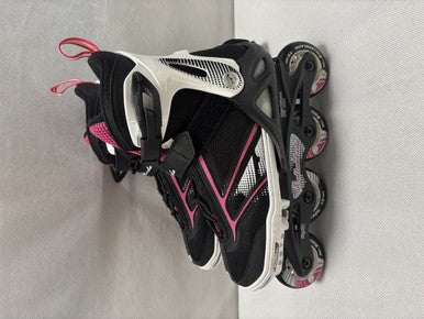 Used Rollerblade SPITFIRE XT G 5-8 Junior Rec Fitness Skates Black Adjustable 11490-S000265848