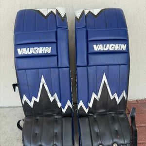 Blue 26" Junior Vaughn Velocity V9 Goalie Leg Pads (Used)