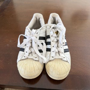 White Women's Size M 5.5 (W 6.5) Adult Adidas Superstar Shoes (Used)