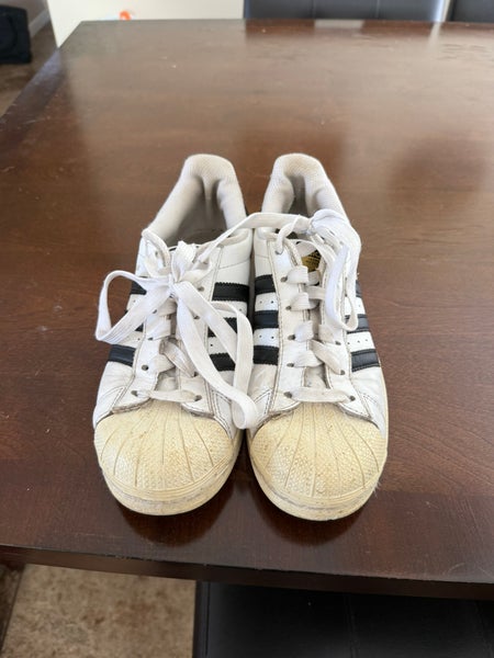 White Women's Size M 5.5 (W 6.5) Adult Adidas Superstar Shoes (Used)