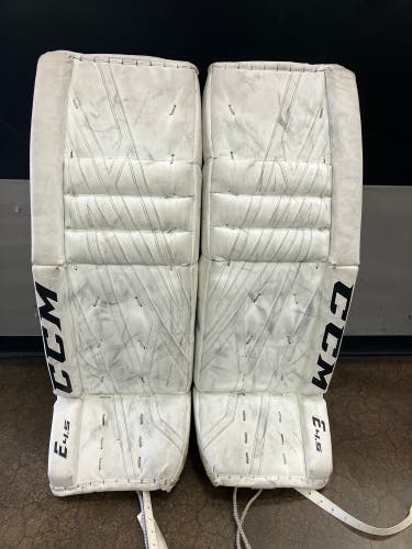 White 34" Senior CCM Extreme Flex E4.5 Goalie Leg Pads (Used)
