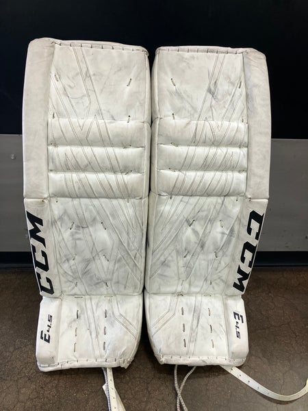 White 34" Senior CCM Extreme Flex E4.5 Goalie Leg Pads (Used)
