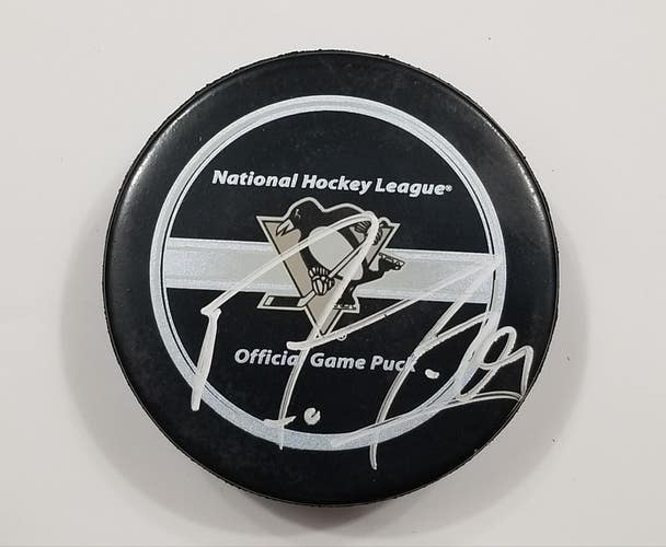 MARC-ANDRE FLEURY Autographed CUP YEAR Penguins Signed NHL Hockey Game Puck