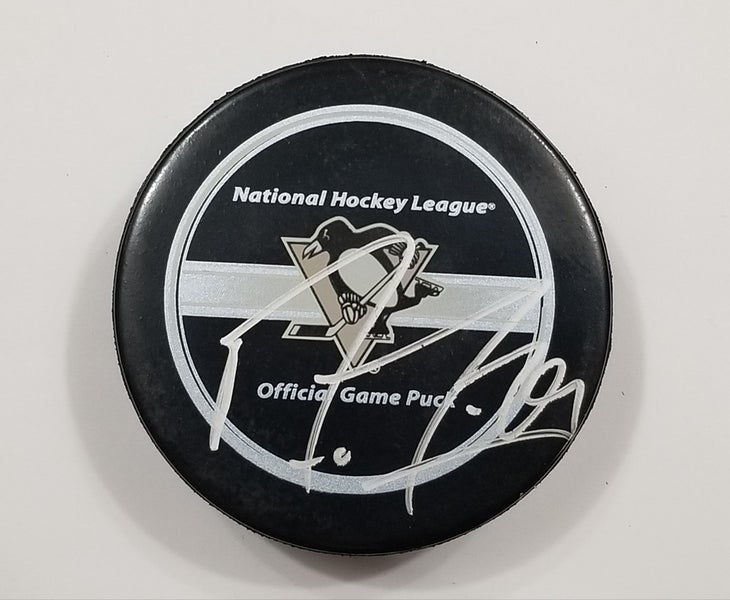 MARC-ANDRE FLEURY Autographed CUP YEAR Penguins Signed NHL Hockey Game Puck