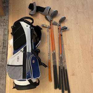 Junior US Kids Golf Left Hand Clubs 7 Pieces (Used) Orange Size Ultralight (51’)