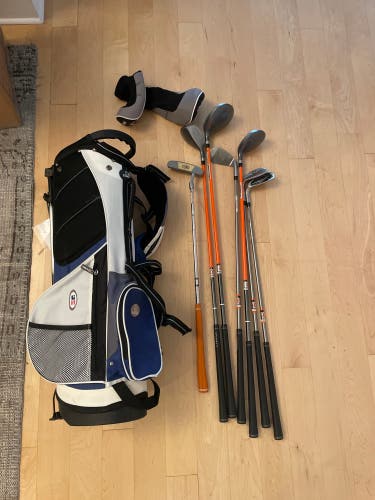 Junior US Kids Golf Left Hand Clubs 7 Pieces (Used) Orange Size Ultralight (51’)