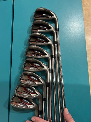 Men's TaylorMade AeroBurner Right Handed Iron Set Stiff Flex (8 Clubs) #4 - #9, PW, GW Steel Shaft (