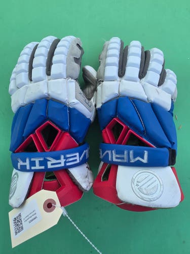 White Maverik Max Lacrosse Gloves 14"